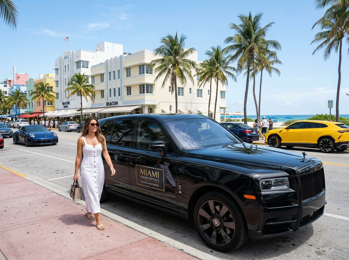 2022 Rolls-Royce Cullinan Black Badge luxury SUV rental in Miami South Beach